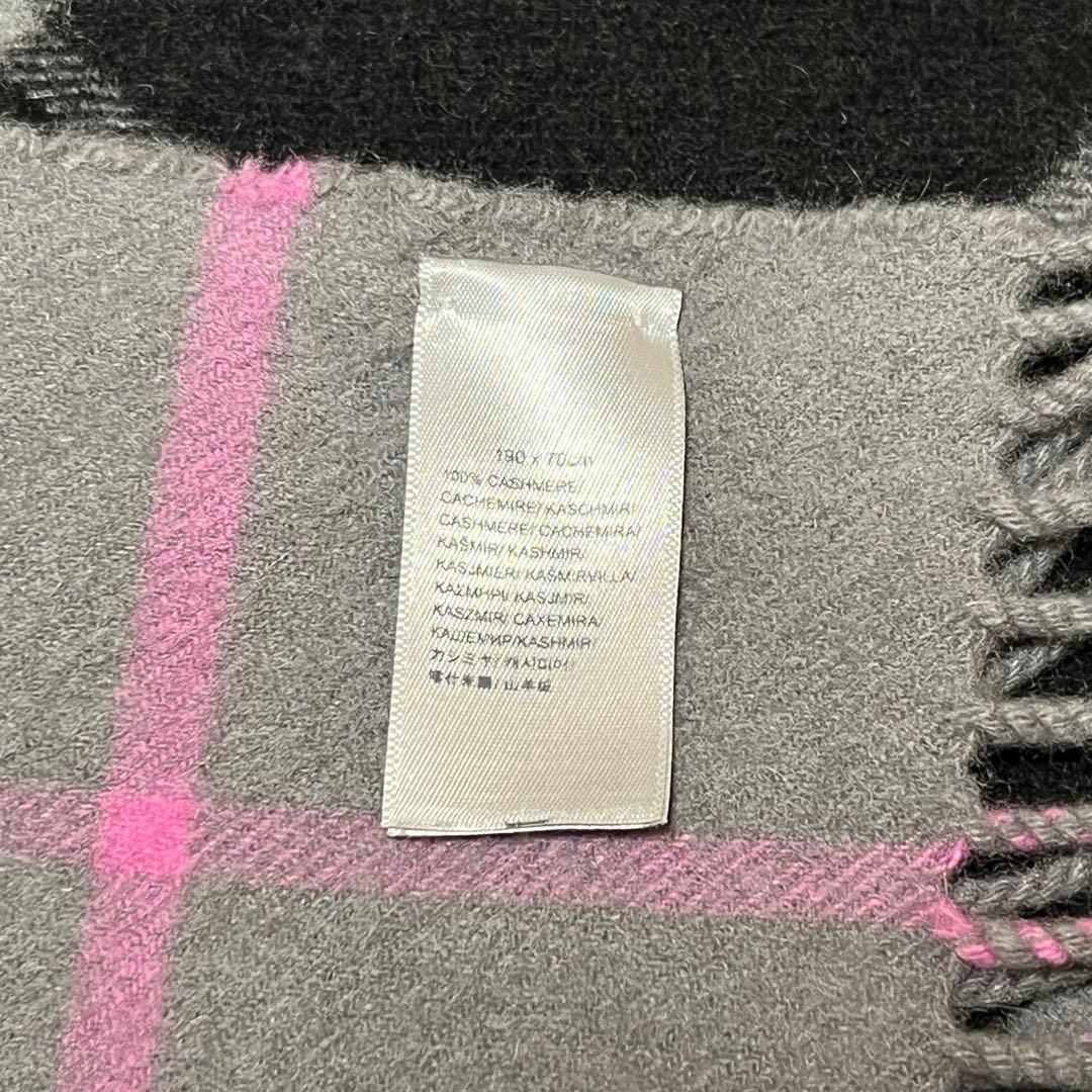 JOHNSTONSジョンストンズ ストール マフラー カシミヤ グレー×ピンク