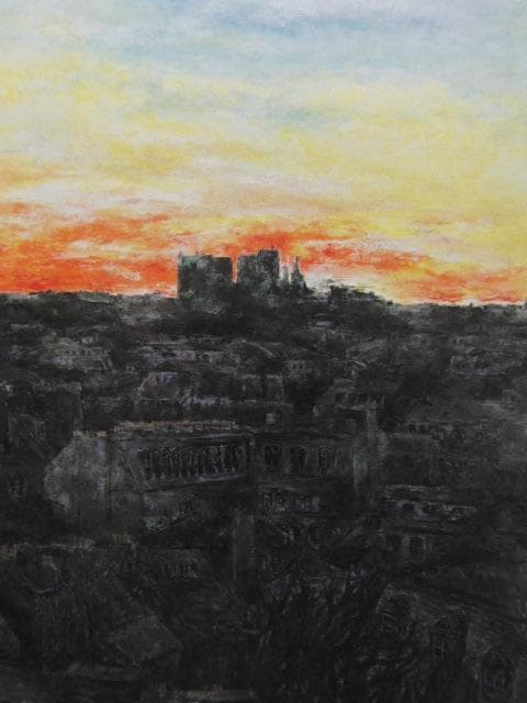 那須勝哉、【明ける空】、希少な額装用画集より、新品額装付