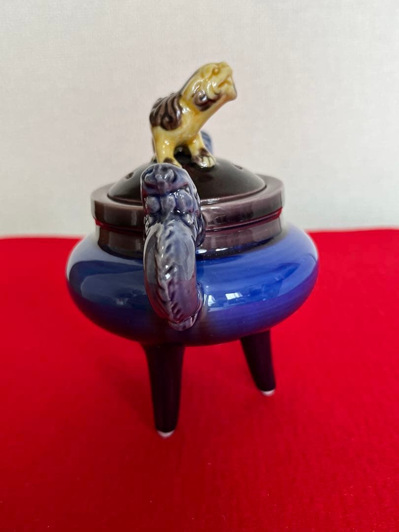 【特価】人間国宝 三代 徳田八十吉(正彦銘) 獅子摘 龍耳 香炉 T264