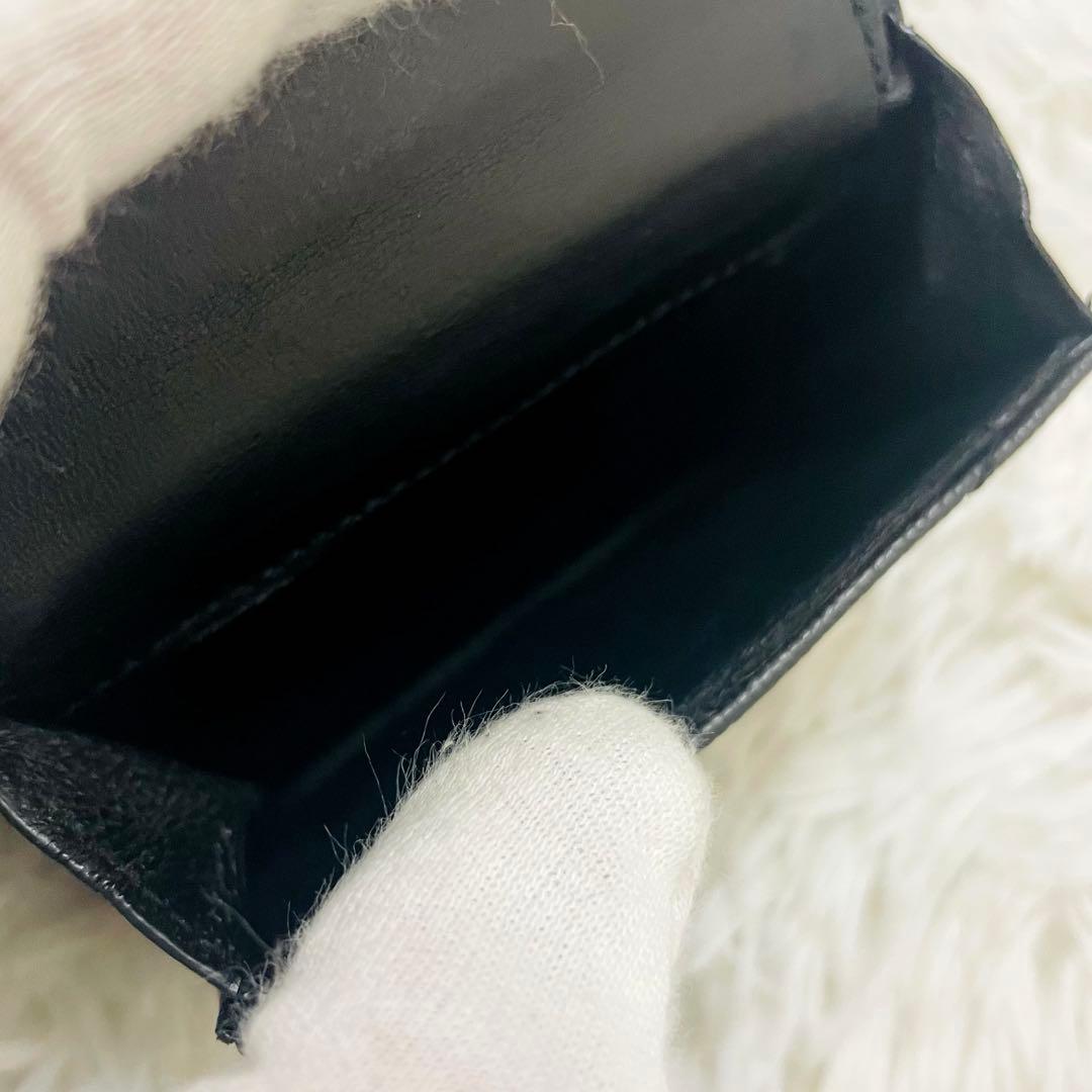 極美✨サンローラン 三つ折り財布 Vステッチ カサンドラ レザー 黒