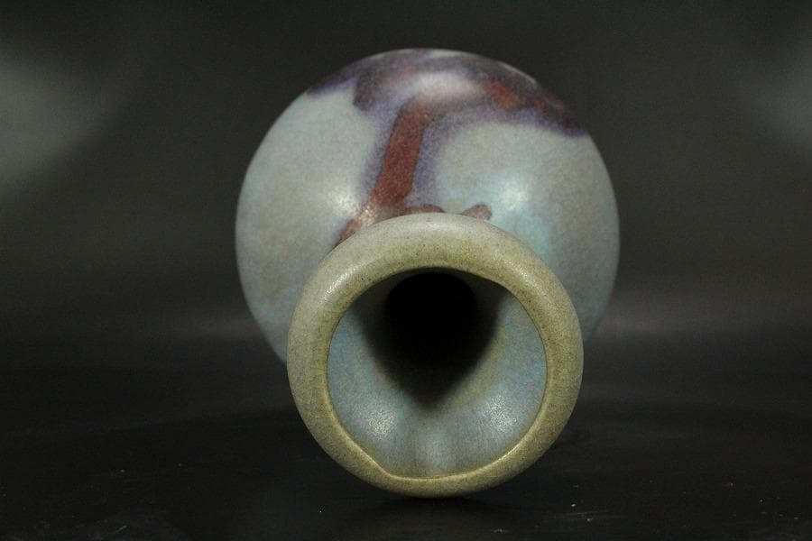 中国美術 紫斑釉 天球瓶 高17.5cm(LC124)