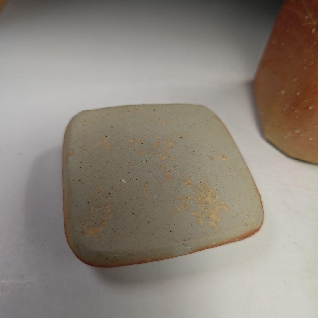 イ699 水指『信楽焼　四方形松ぼっくり耳　水指　共箱』『作家物』茶道具