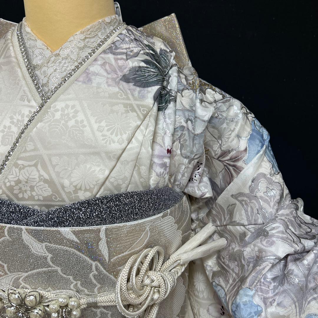 白地　上品な牡丹に木蓮の振袖フルセット