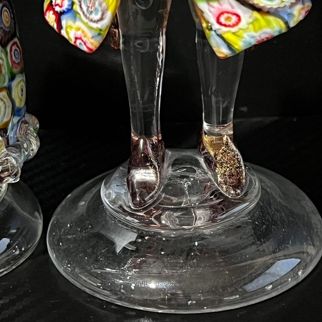 ベネチアンガラス ペア 人形 ミルフィオリ 貴族 ガラス工芸品 置物