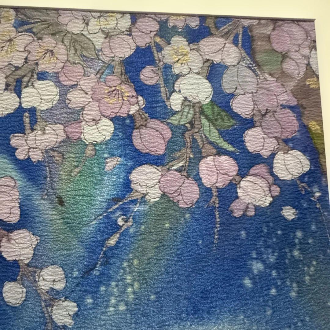 富士山と桜 染色画　縁起物
