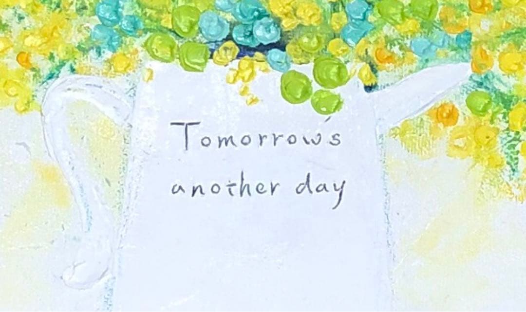 絵画　油絵　アート　原画　一点物　花　ミモザ　イエロー　可憐　SM