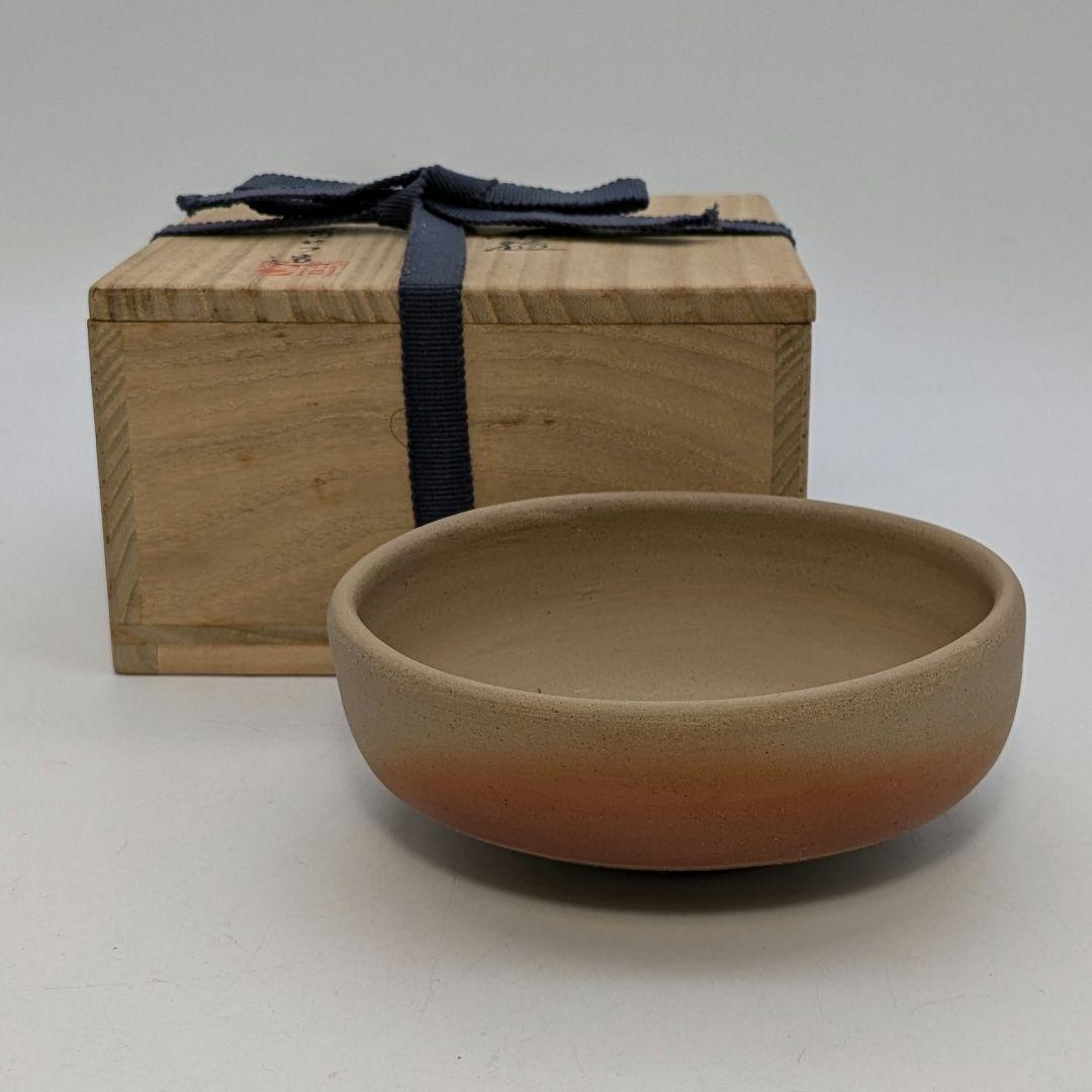 岡山県重要無形文化財 山本出 備前焼 緋襷馬盥茶盌 合箱 抹茶碗 抹茶茶碗 茶器