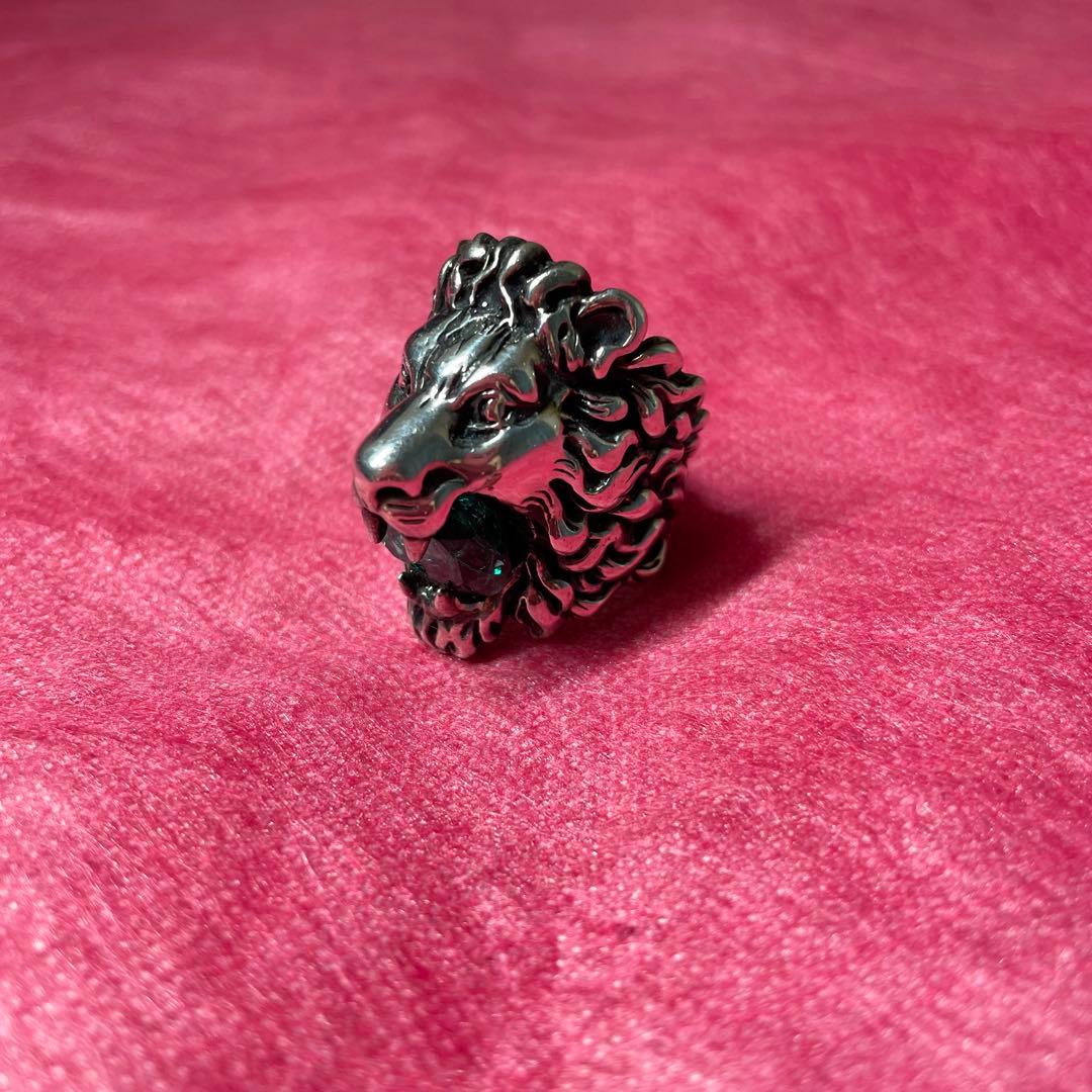 GUCCI リング 16号 ライオン クリスタル シルバー