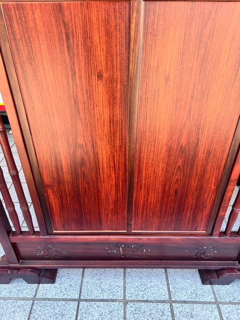 唐木 衝立 ついたて 透かし彫り インテリア アンティーク 目隠し 仕切り板