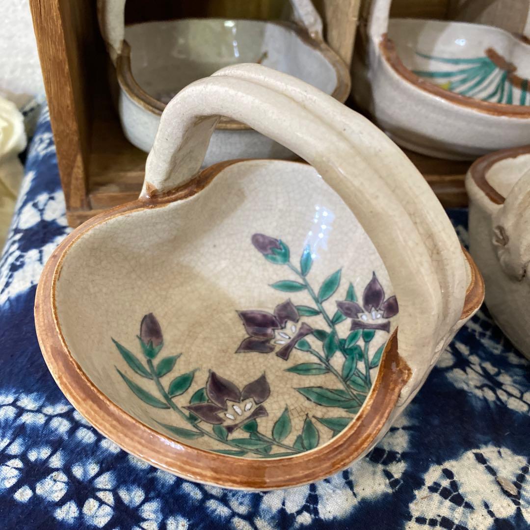 清水六兵衛　図変手付向付鉢　清六銘　希少