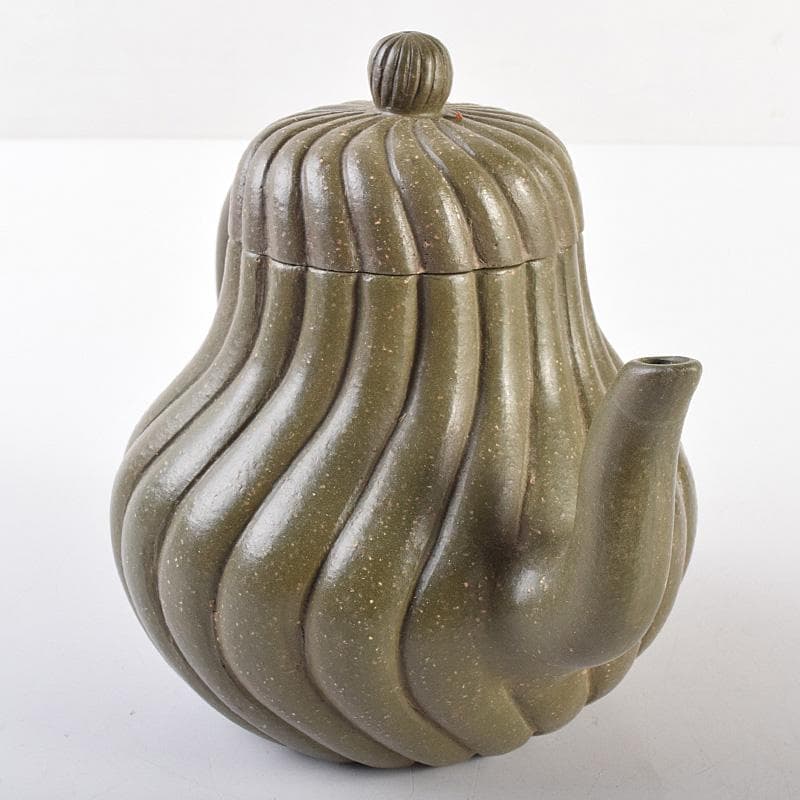 中国　顧景舟銘　紫砂　緑泥　急須　茶壷　合わせ箱　M　R7623