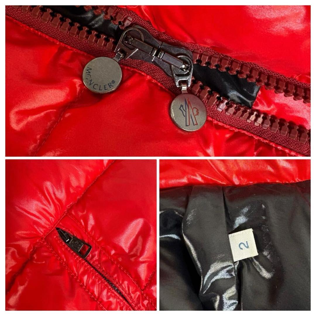 【美品】MONCLER ダウンベスト ジレ チベット ワッペン レッド 2サイズ