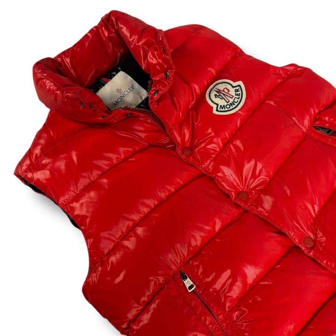 【美品】MONCLER ダウンベスト ジレ チベット ワッペン レッド 2サイズ