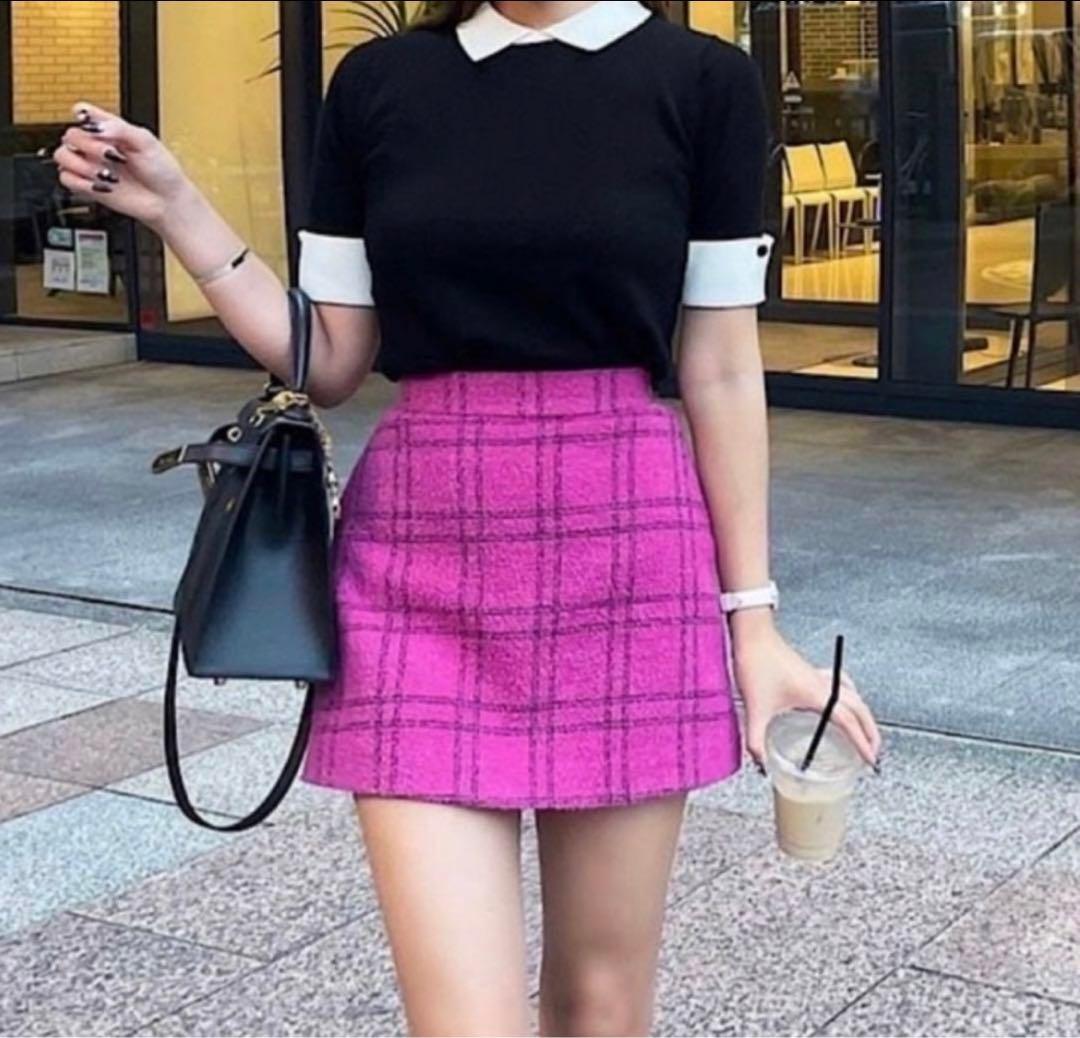 sheller カラーツイード　キュロット　ピンク