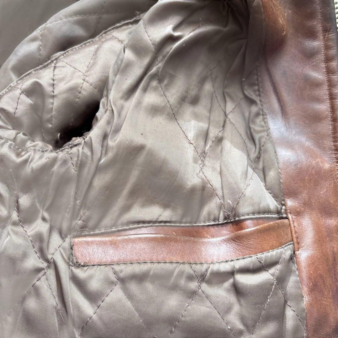 krystal98hh　ブラウンレザー シングルライダースジャケット