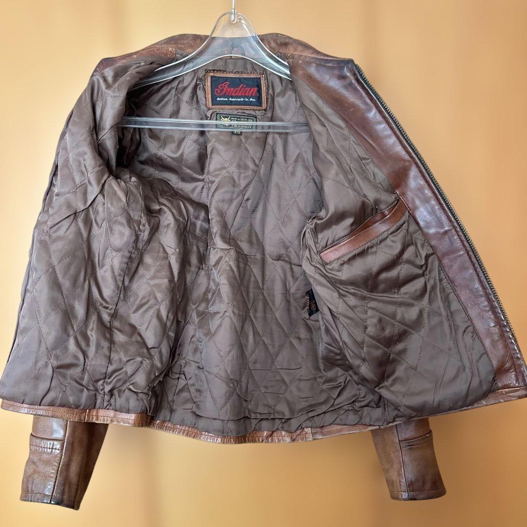 krystal98hh　ブラウンレザー シングルライダースジャケット