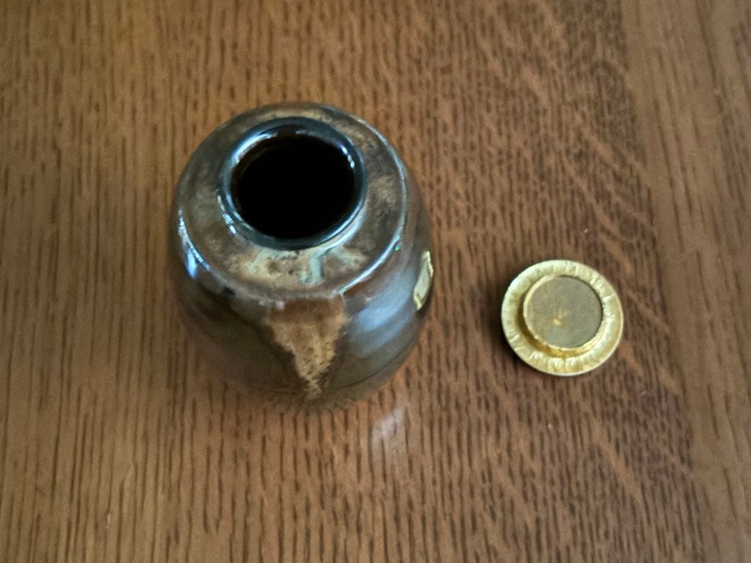 肩衛茶入　平安喜山造　共箱仕覆付