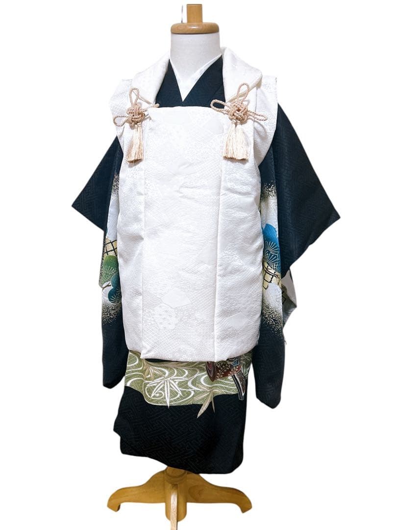 本格正絹♡七五三　3歳　男の子　フルセット　一式　黒系　鷹　被布