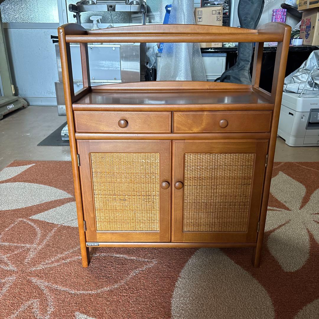 カリモク　電話台　FAX台　キャビネット　昭和レトロ