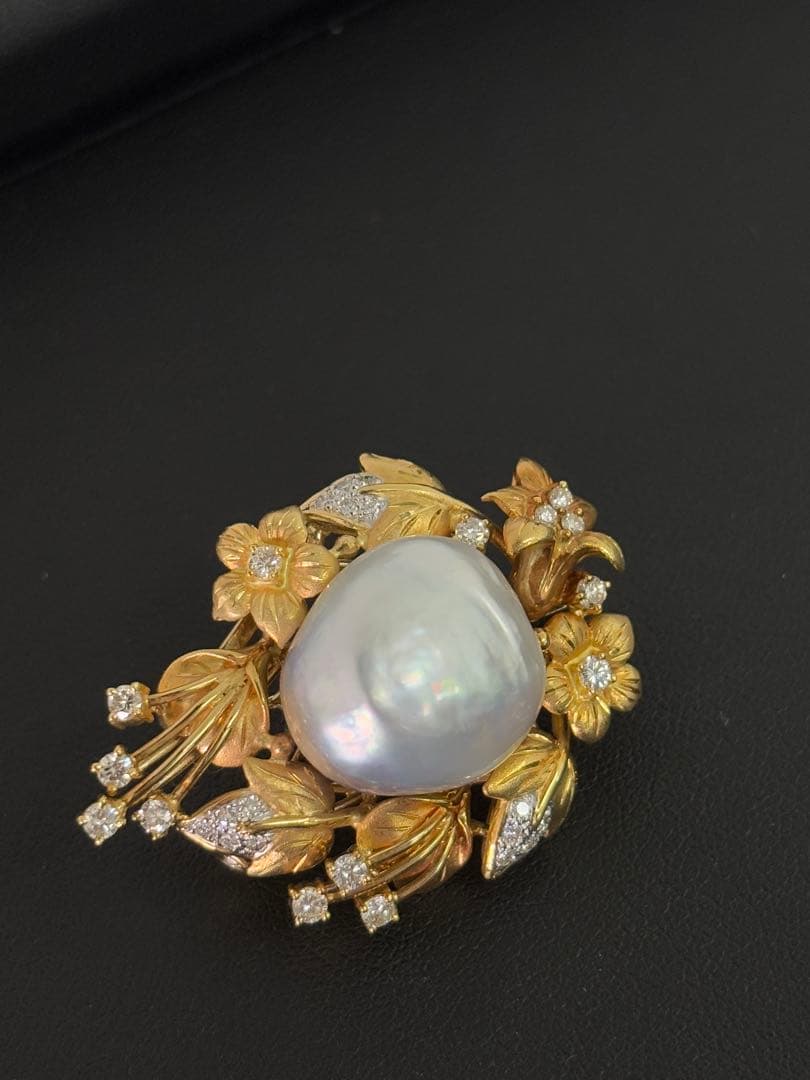 750 K18パールとダイヤモンドのブローチ2WAY