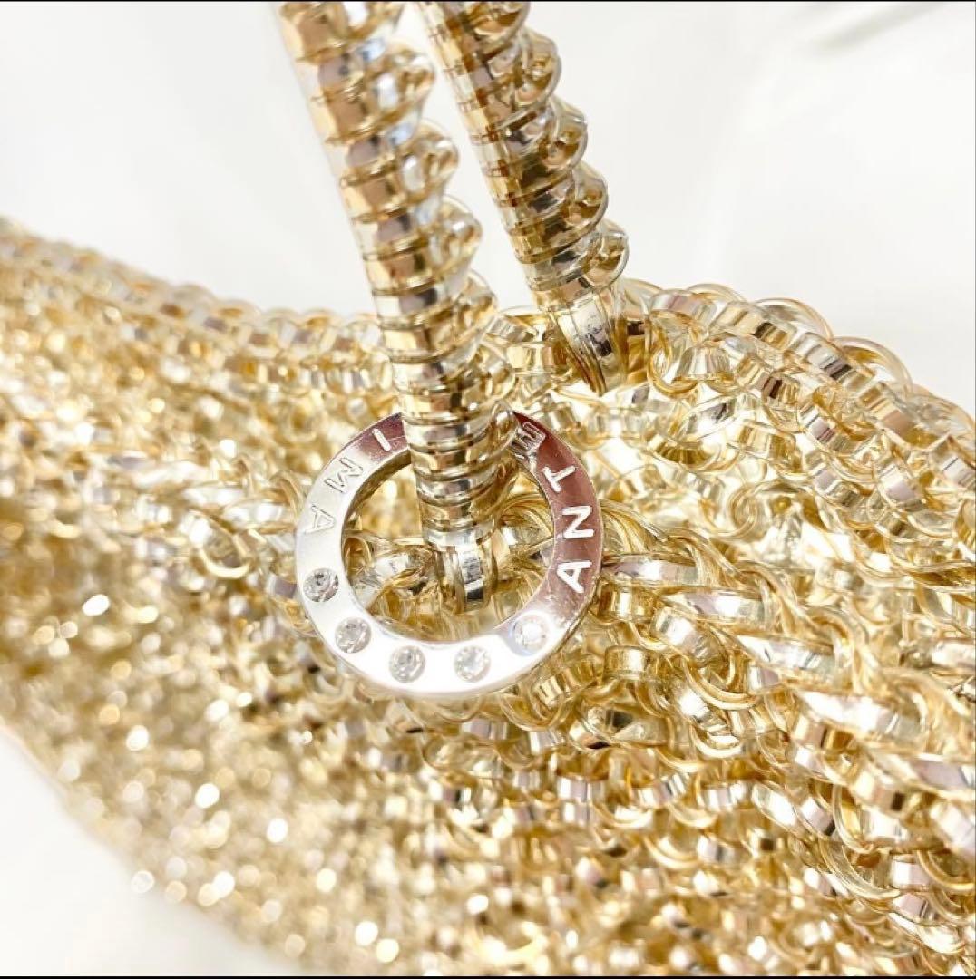 美品　アンテプリマ スクエア ミディアム シルバーゴールド