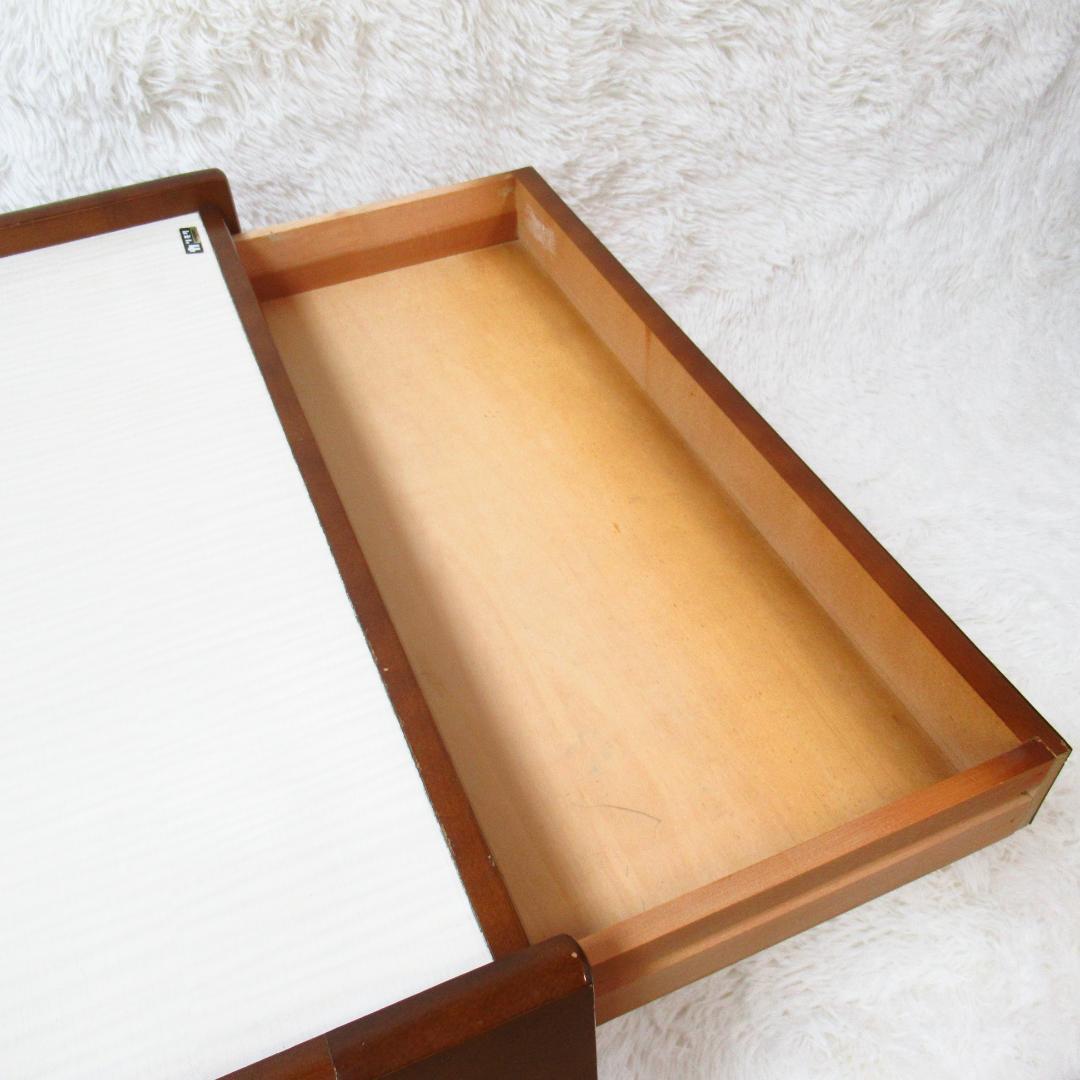 カリモク サイドテーブル コーヒーテーブル 昭和後期 引き出し付き レトロ