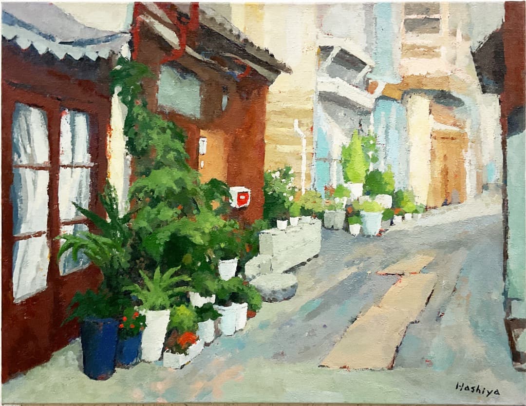 絵画 501 油絵/風景/東京の街景/下町/路地/P12号