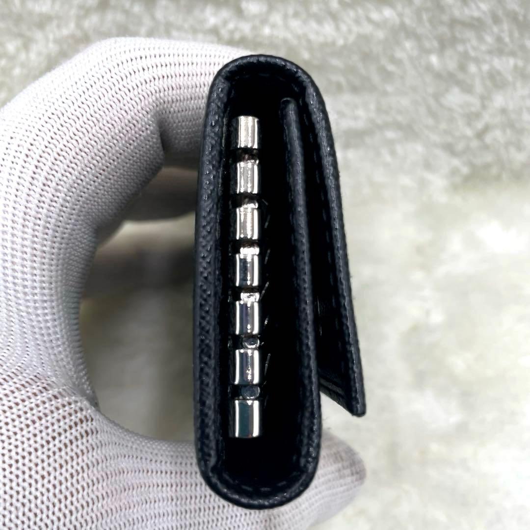 未使用品 PRADA 6連 キーケース 三角ロゴ サフィアーノ 黒 付属品完備