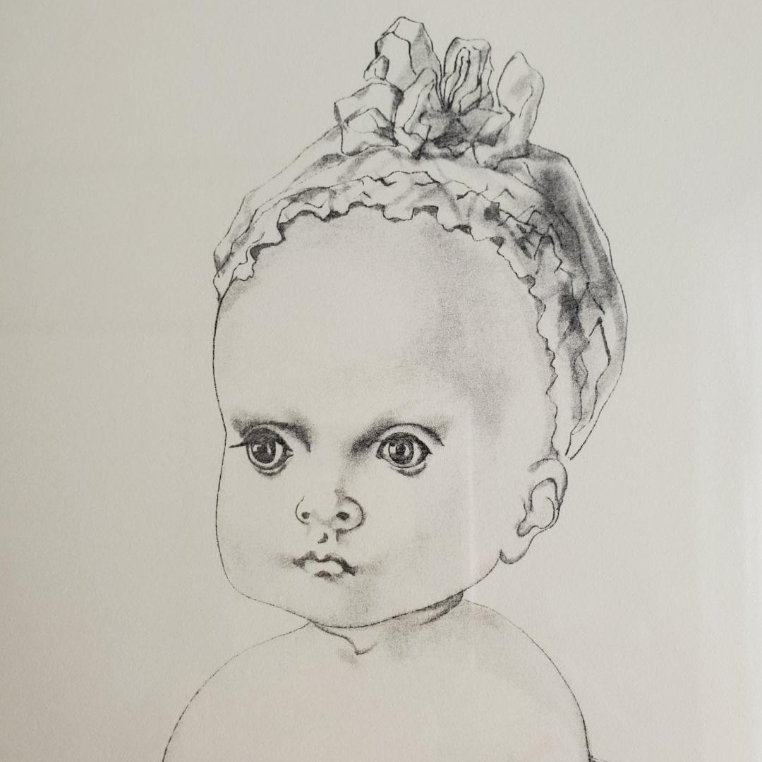 藤田嗣治 猫と少女 1951 Paris 石版画 リトグラフ 君代コレクション