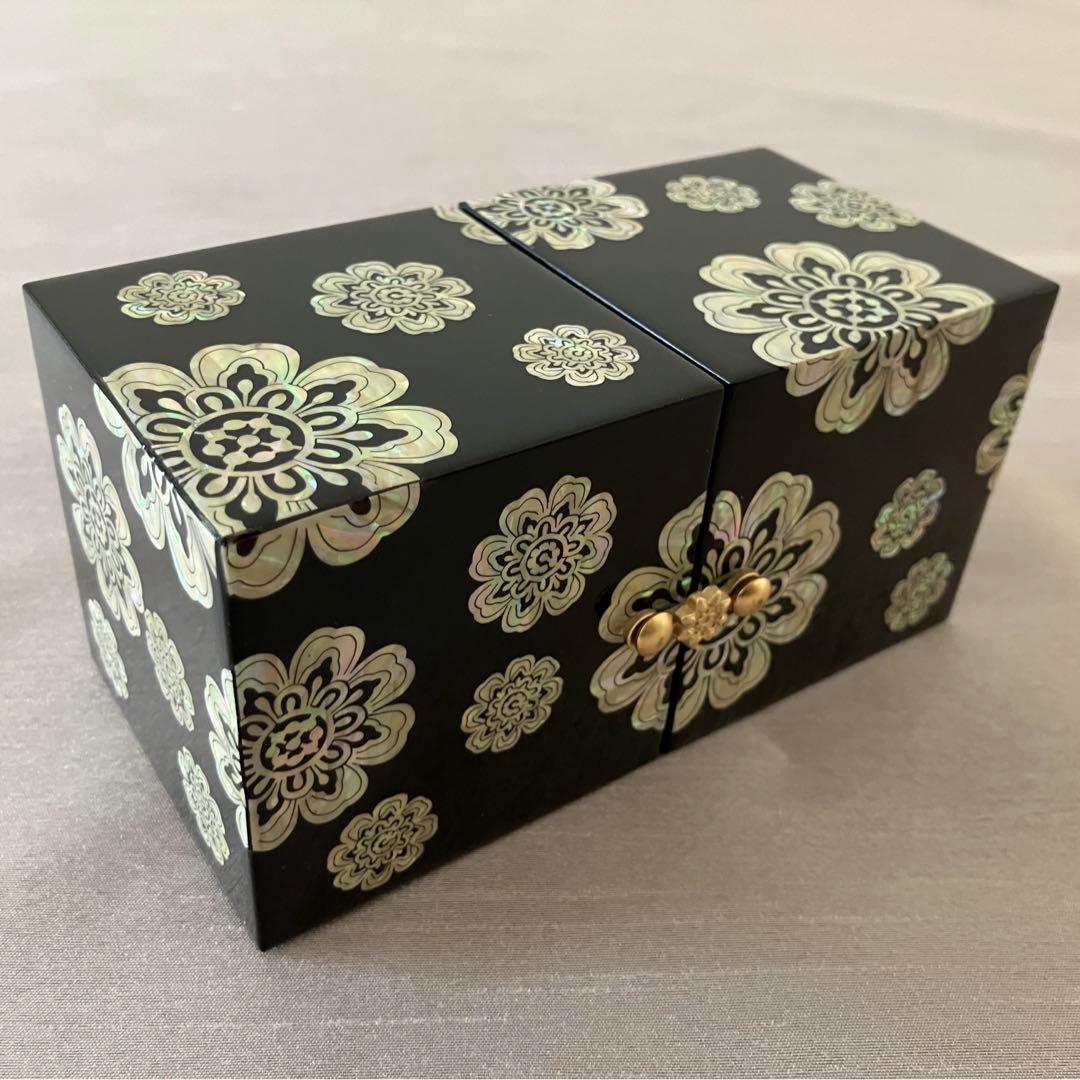 螺鈿(らでん)細工 韓国伝統工芸 ジュエリーボックス 小物入れ 双子宝石箱