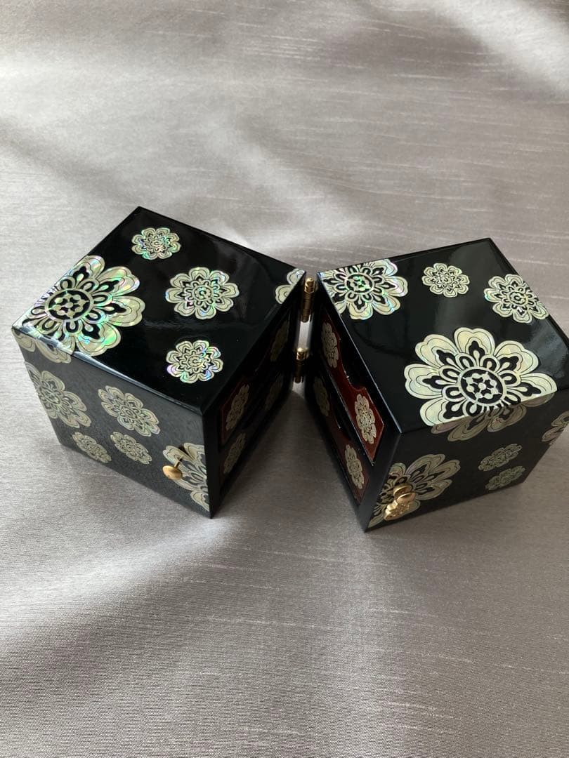 螺鈿(らでん)細工 韓国伝統工芸 ジュエリーボックス 小物入れ 双子宝石箱