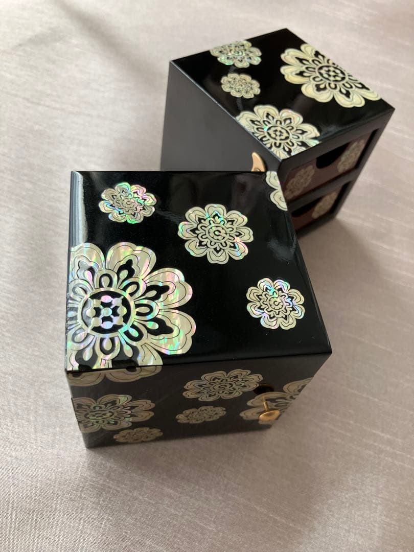 螺鈿(らでん)細工 韓国伝統工芸 ジュエリーボックス 小物入れ 双子宝石箱
