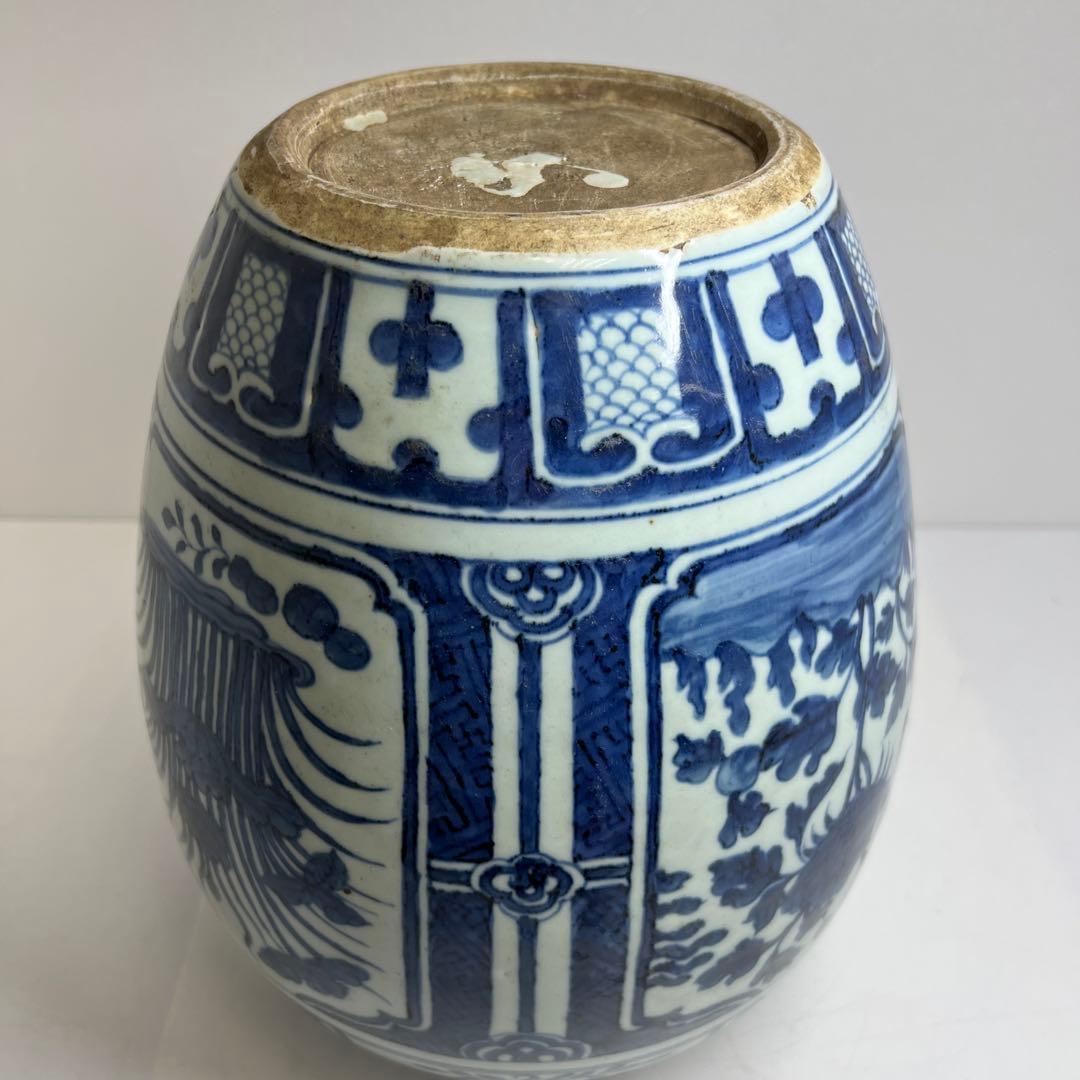 江戸中期　古伊万里　芙蓉手壷　高さ約30㎝　東Y8-0105☆2Fタウチ