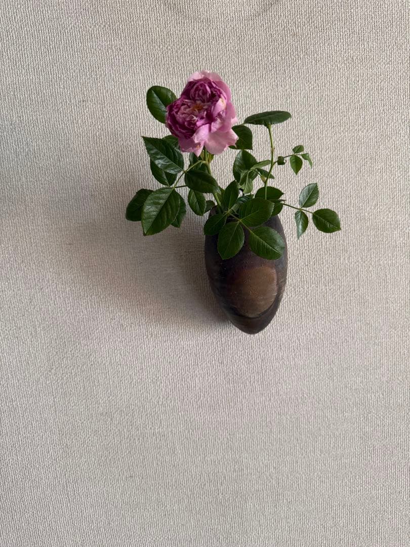 木村隆男作　備前焼　掛け花入れ　木箱付き