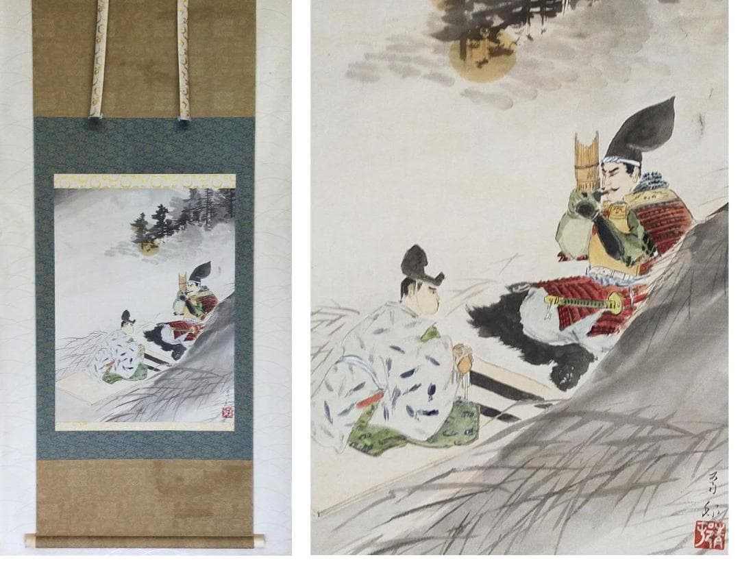 ♥【模写】掛軸　前田青邨　武者絵　掛け軸　骨董　古玩　中国