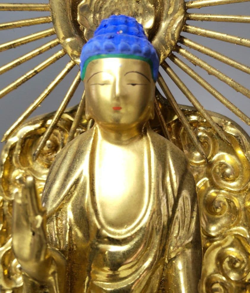 阿弥陀如来 木彫り仏像 純金箔押