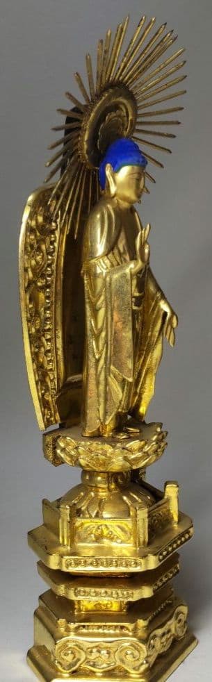 阿弥陀如来 木彫り仏像 純金箔押