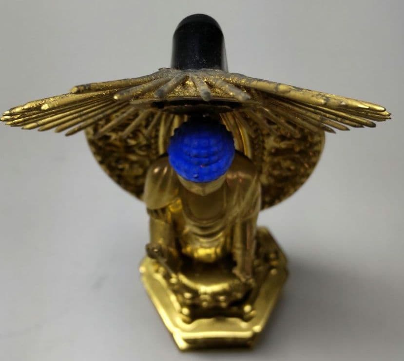 阿弥陀如来 木彫り仏像 純金箔押