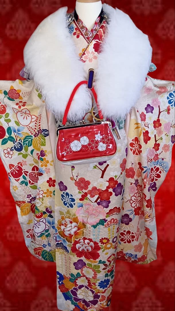 成人式　卒業式　振袖フルセット ラムショール&バック