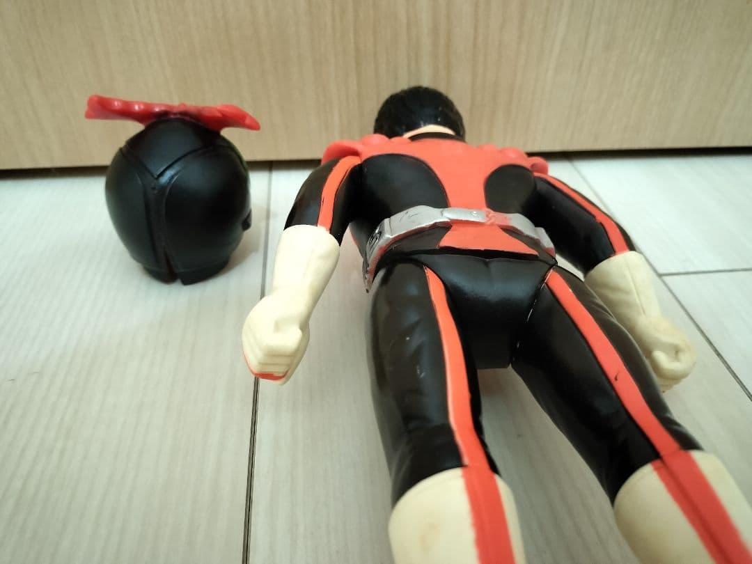 【極希少】　旧バンダイ　仮面ライダーストロンガー　面取れソフビ　当時物