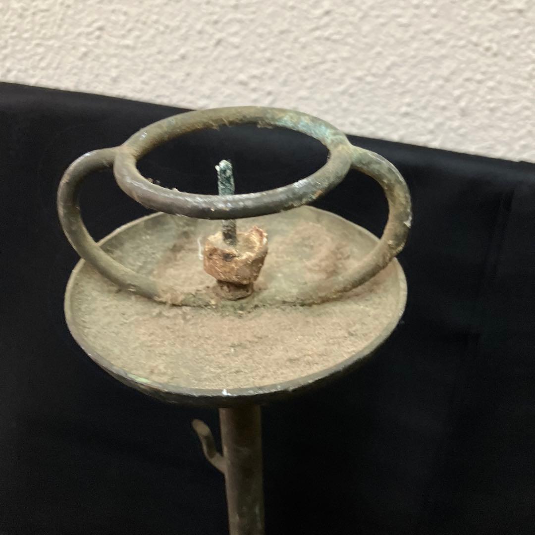 江戸時代 燭台 蝋燭立て 青銅製 茶道 瞑想 ヨガ ヒーリング 骨董 古美術