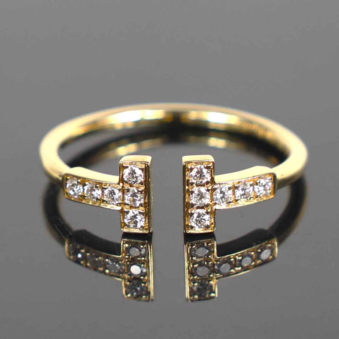 ティファニー　Tワイヤー　ダイヤモンド　リング　指輪　YG 2.4g 15号