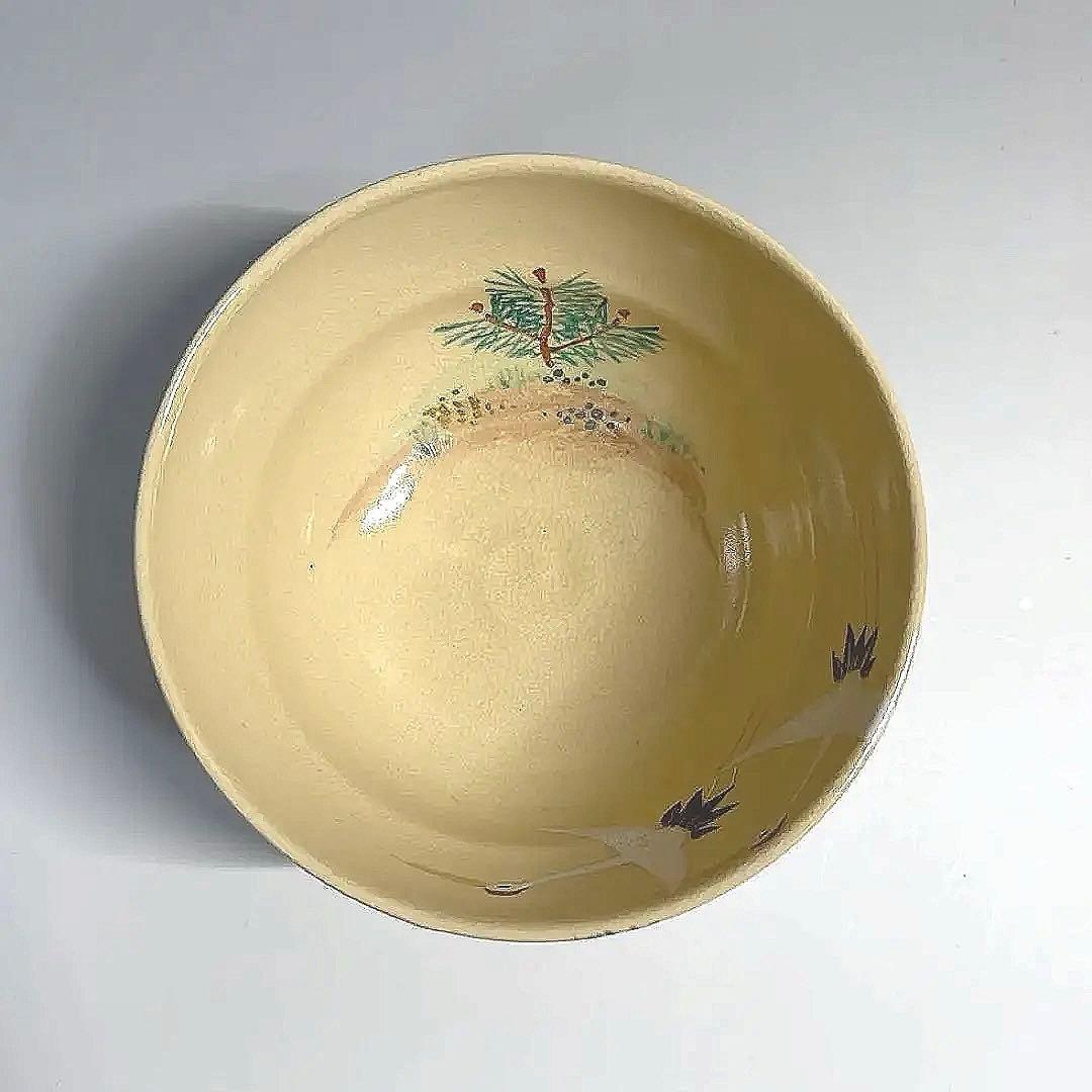 茶道具 仁清写 千羽鶴に若松 茶碗 田中寿宝 寿宝窯