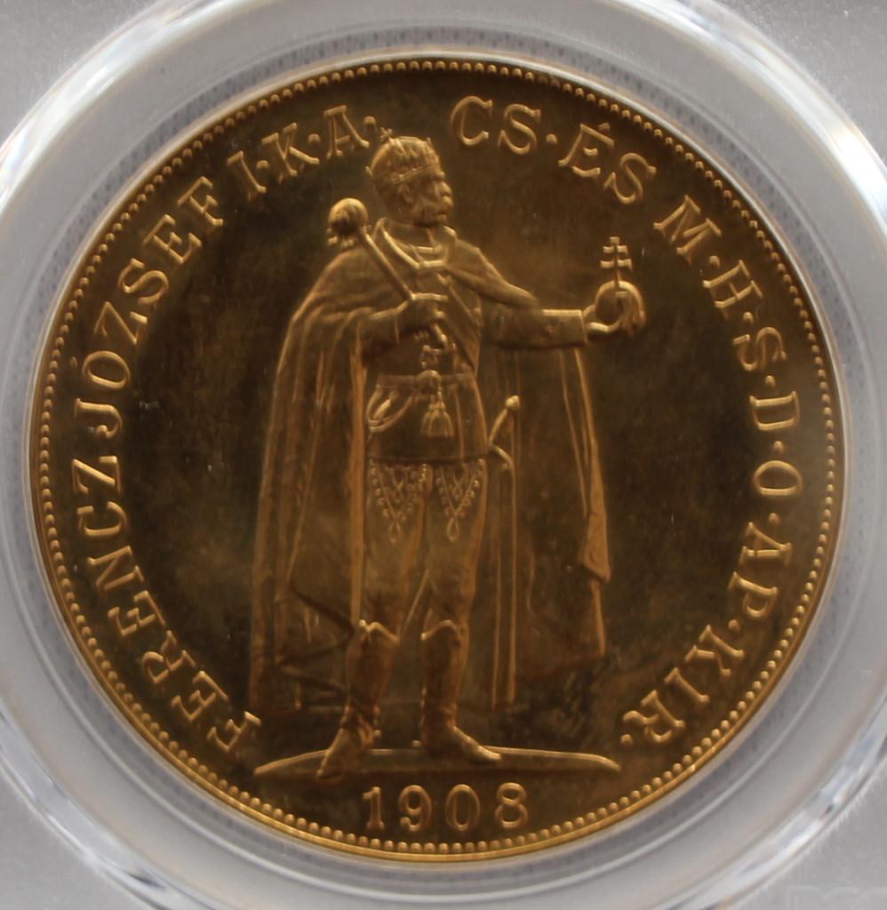 1908年ハンガリー フランツヨーゼフ1世 RS100コロナ PCGS MS66