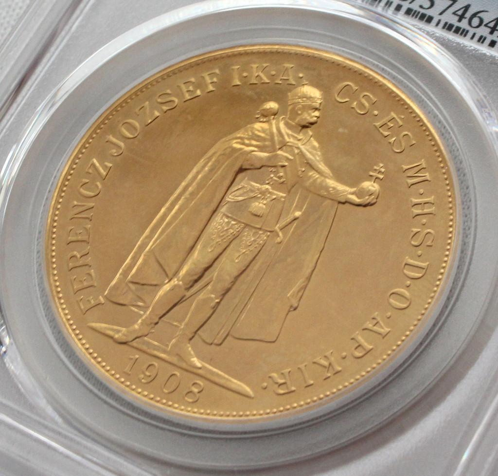 1908年ハンガリー フランツヨーゼフ1世 RS100コロナ PCGS MS66