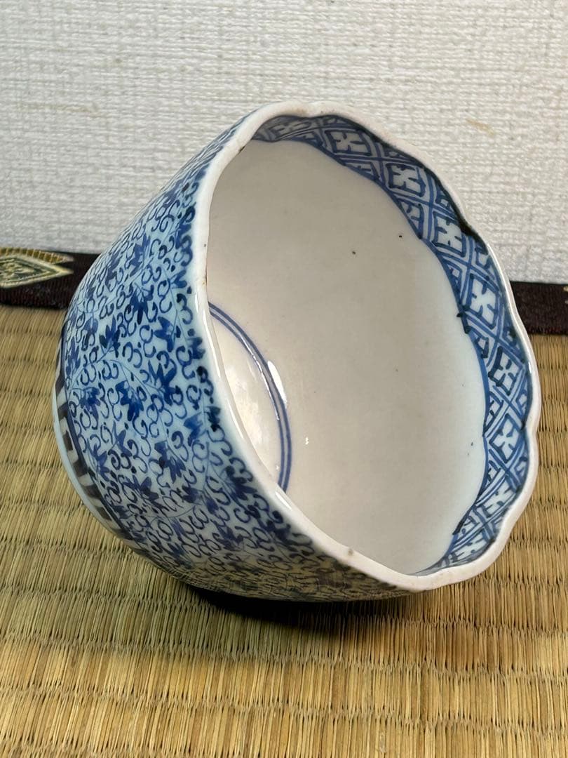 古伊万里染付　微塵唐草　花唐草 蕎麦猪口　向付け　まとめて4点