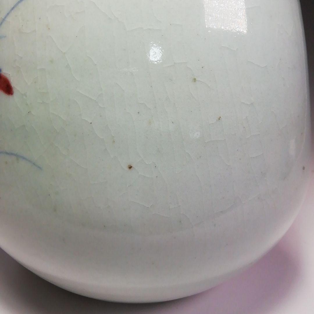 Ｓ３７３　水指　『廣州窯』『花草紋』『塗蓋』　共箱　茶道具