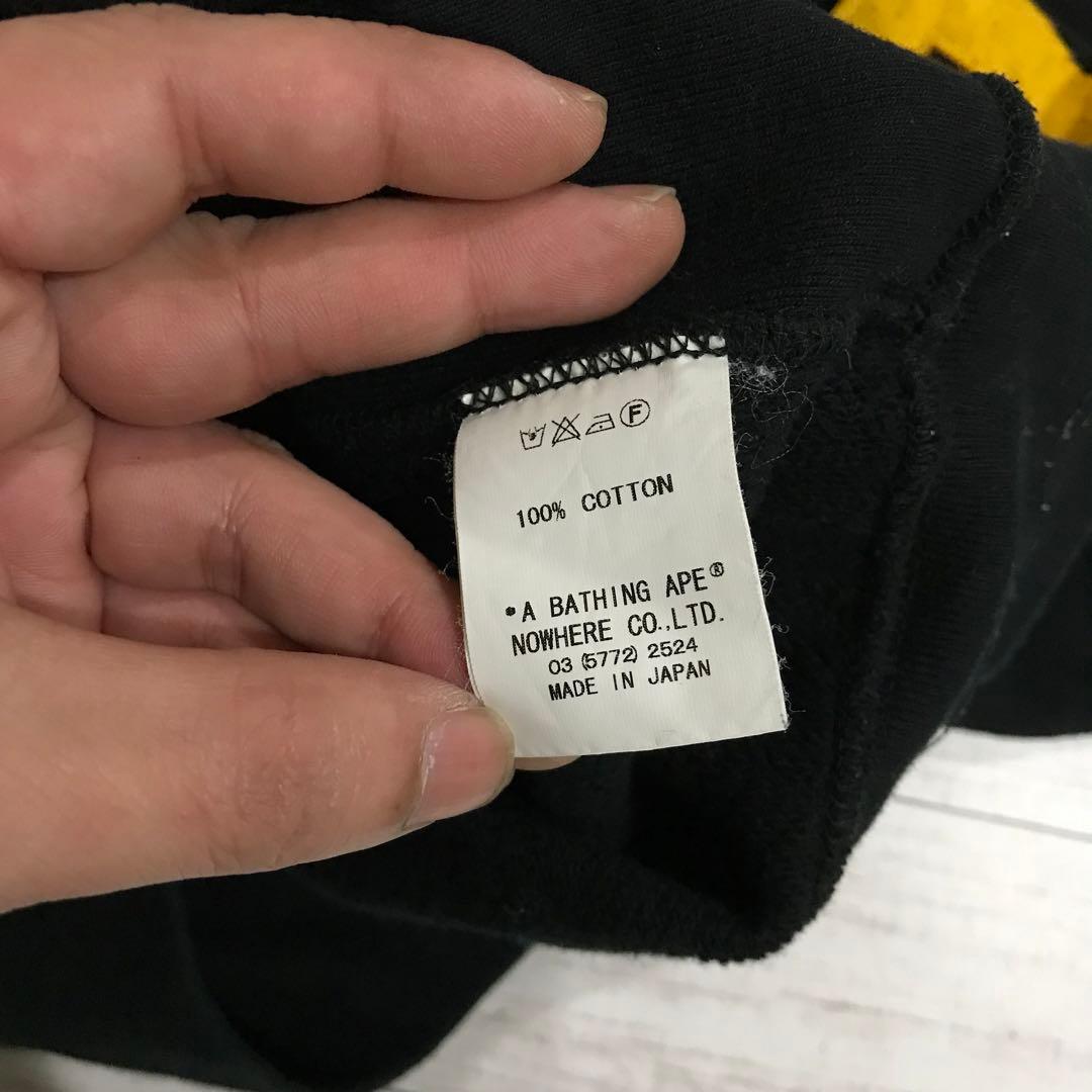 A BATHING APE ビッグロゴ スウェット パーカー 希少 黒黄 Ｌ