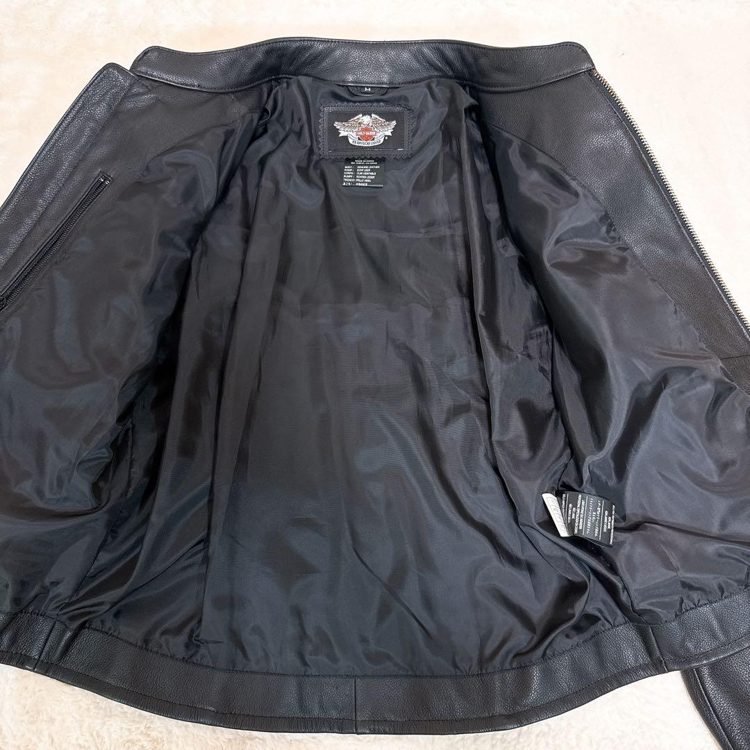 極美品✨ ハーレーダビッドソン シングル ライダース M相当 レザー シボ革 黒