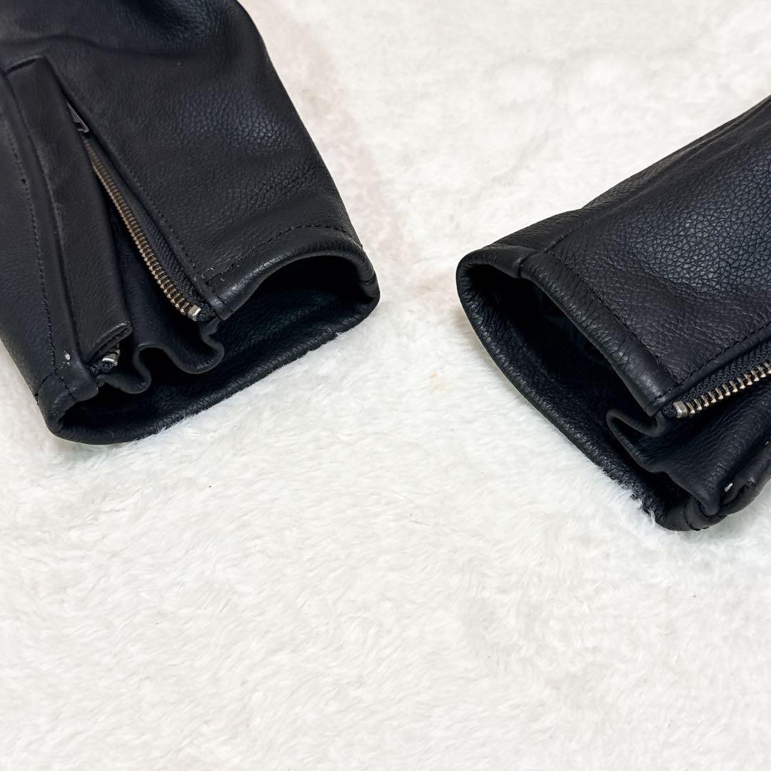 極美品✨ ハーレーダビッドソン シングル ライダース M相当 レザー シボ革 黒